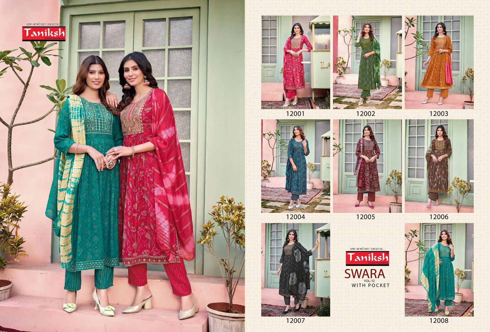 Swara Vol 12 By Taniksh Rayon Embroidery Kurti With Bottom Dupatta Wholesale Price In Surat
